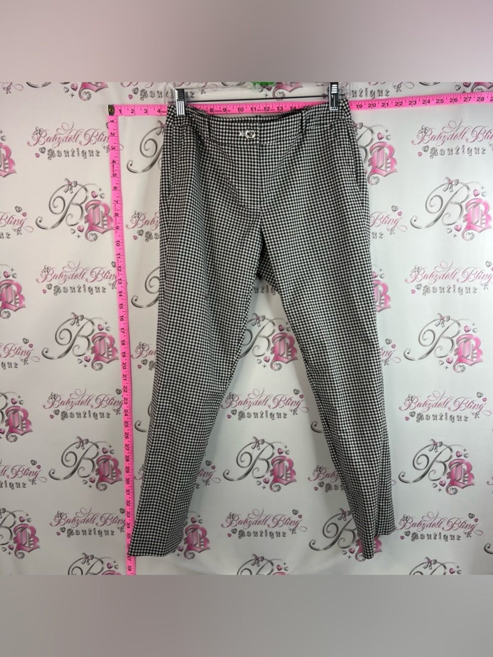 Michael Kors pants checkered Black and White Gingham Pants silver buttons